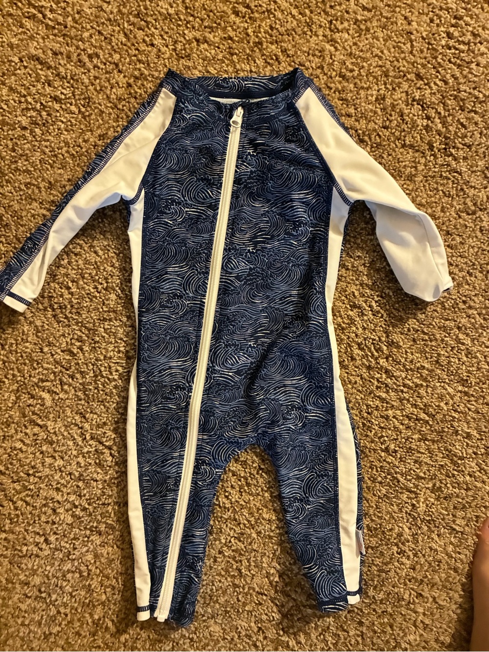 12-18 month Boys One-Piece Zip Swimsuit in Navy White - Unbranded
